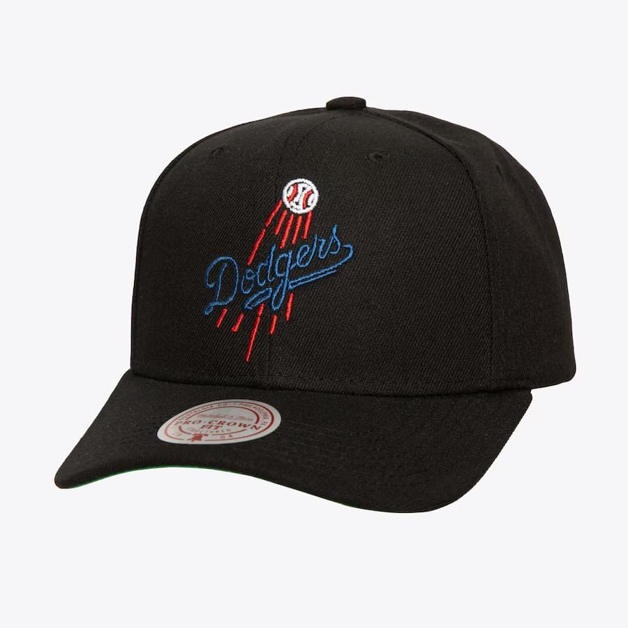 Бейсболка Mitchell & Ness Black Los Angeles Dodgers Neon Logo Pro Crown Snapback Hat