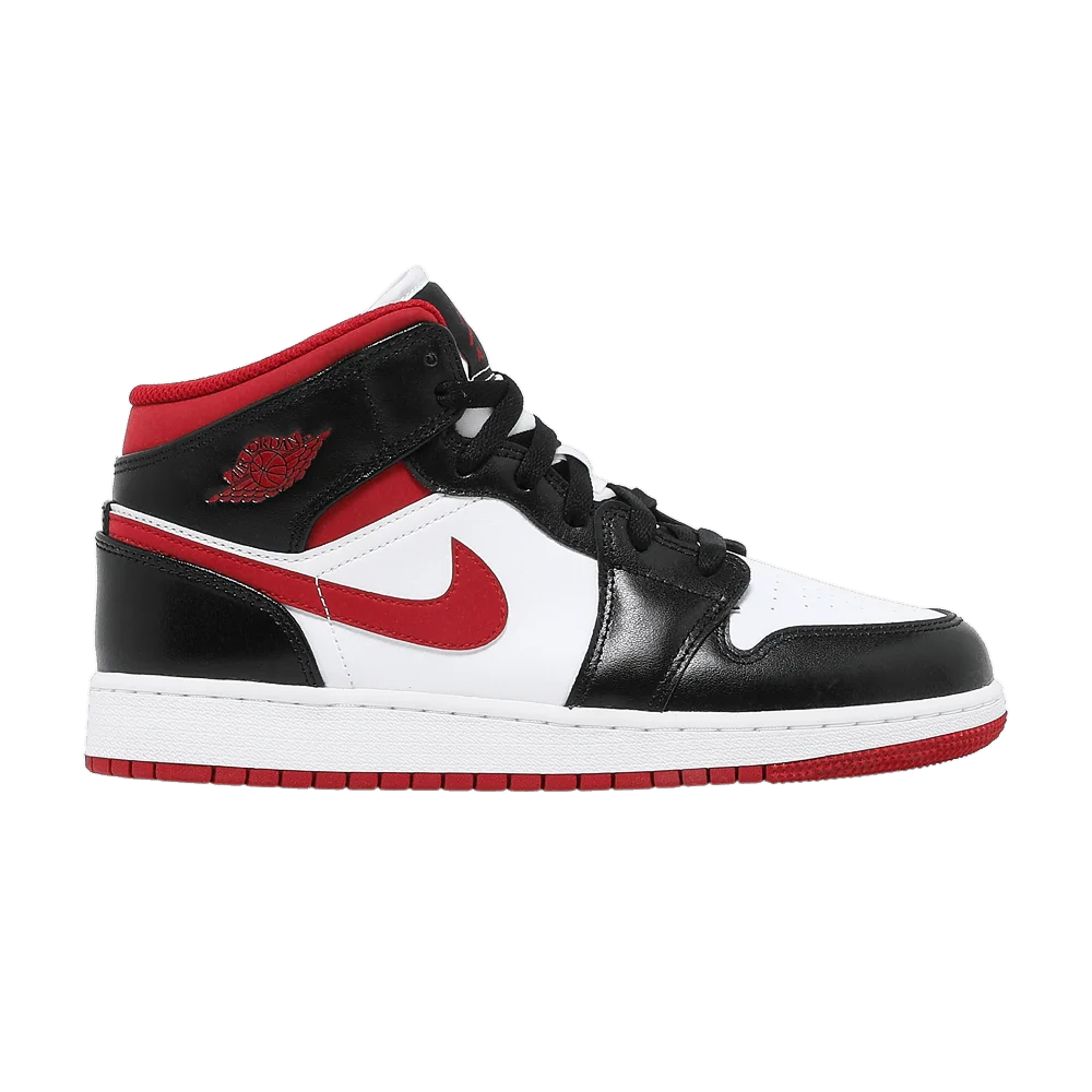 Krossovki-Air-Jordan-1-Mid-GS-Black-Gym-Red