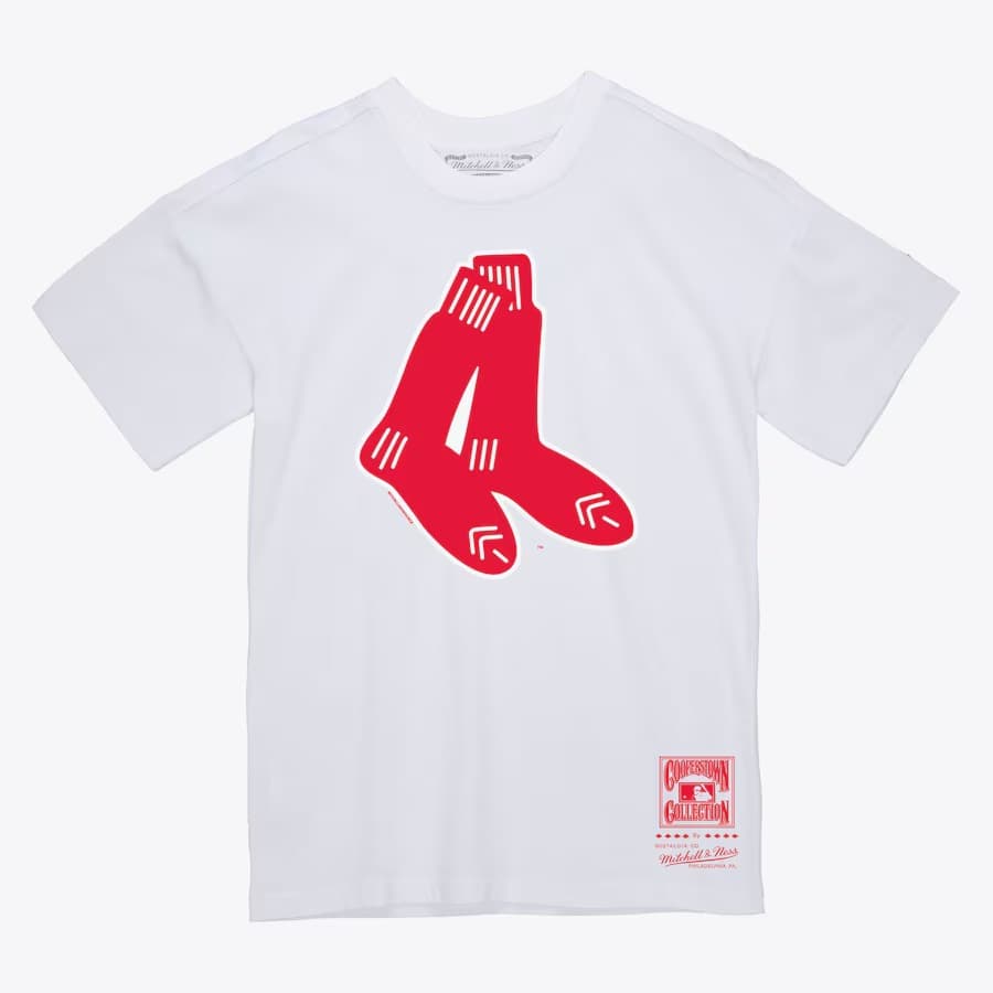 Футболка Mitchell & Ness White Boston Red Sox Cooperstown Collection Logo T-Shirt