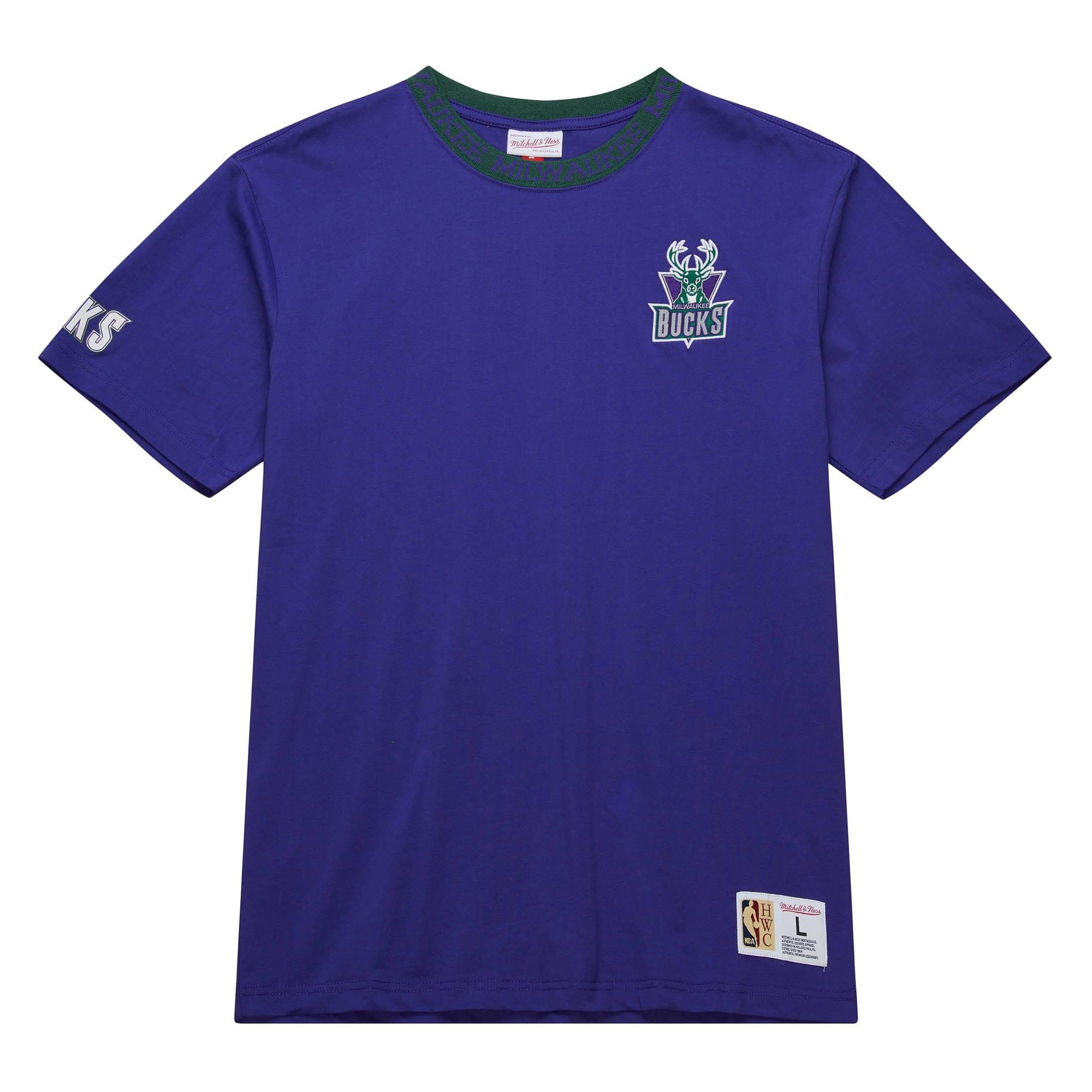 Футболка Mitchell & Ness Jacquard Ringer SS Tee Vintage Logo Milwaukee Bucks