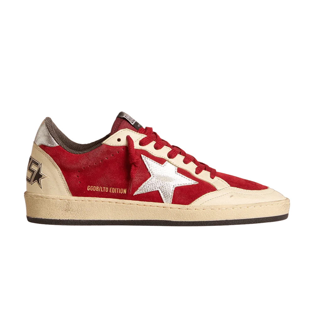 Кроссовки Golden Goose Wmns Ball Star 'Burgundy Silver Metallic'