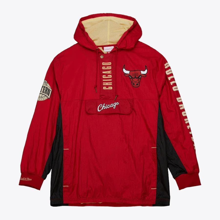 Анорак Mitchell & Ness Red Chicago Bulls Team OG 2.0 Vintage Logo Anorak Quarter-Zip Hoodie Windbreaker Jacket