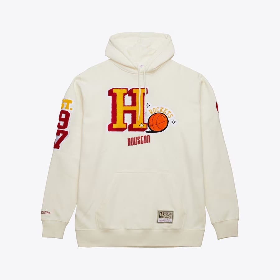 Худи Mitchell & Ness Cream Houston Rockets Sswagger Fleece Pullover Hoodie