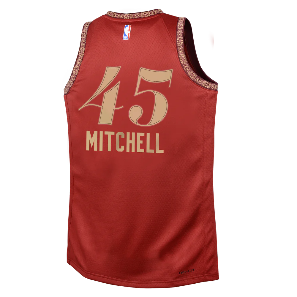 2023-24-Cleveland-Cavaliers-Donovan-Mitchell-45-Youth-Swingman-City-Edition-Red-Jersey-3