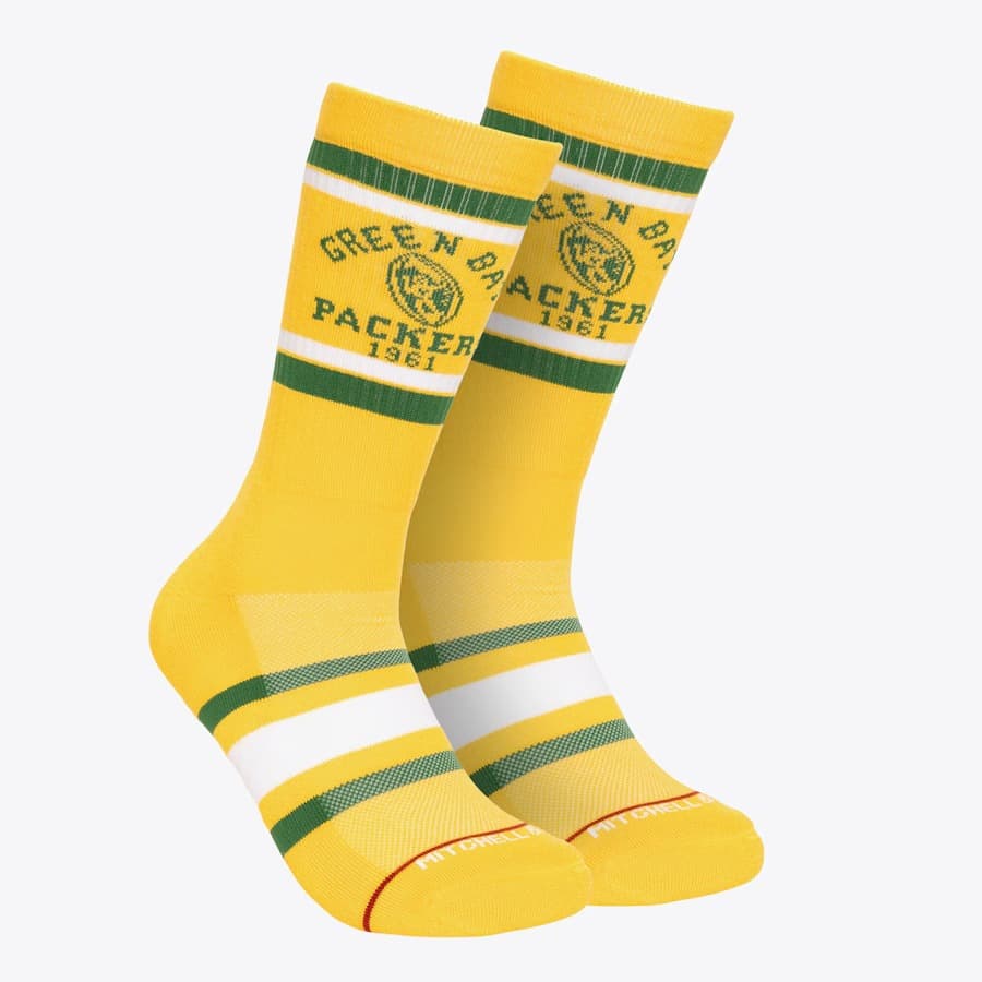Спортивные носки Mitchell & Ness Gold Green Bay Packers Team Stripes Crew Socks