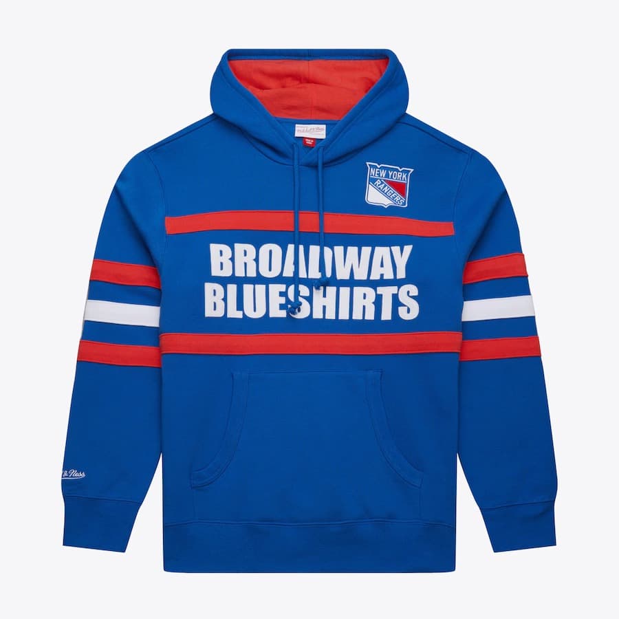Худи Mitchell & Ness Blue New York Rangers Head Coach Fleece Pullover Hoodie