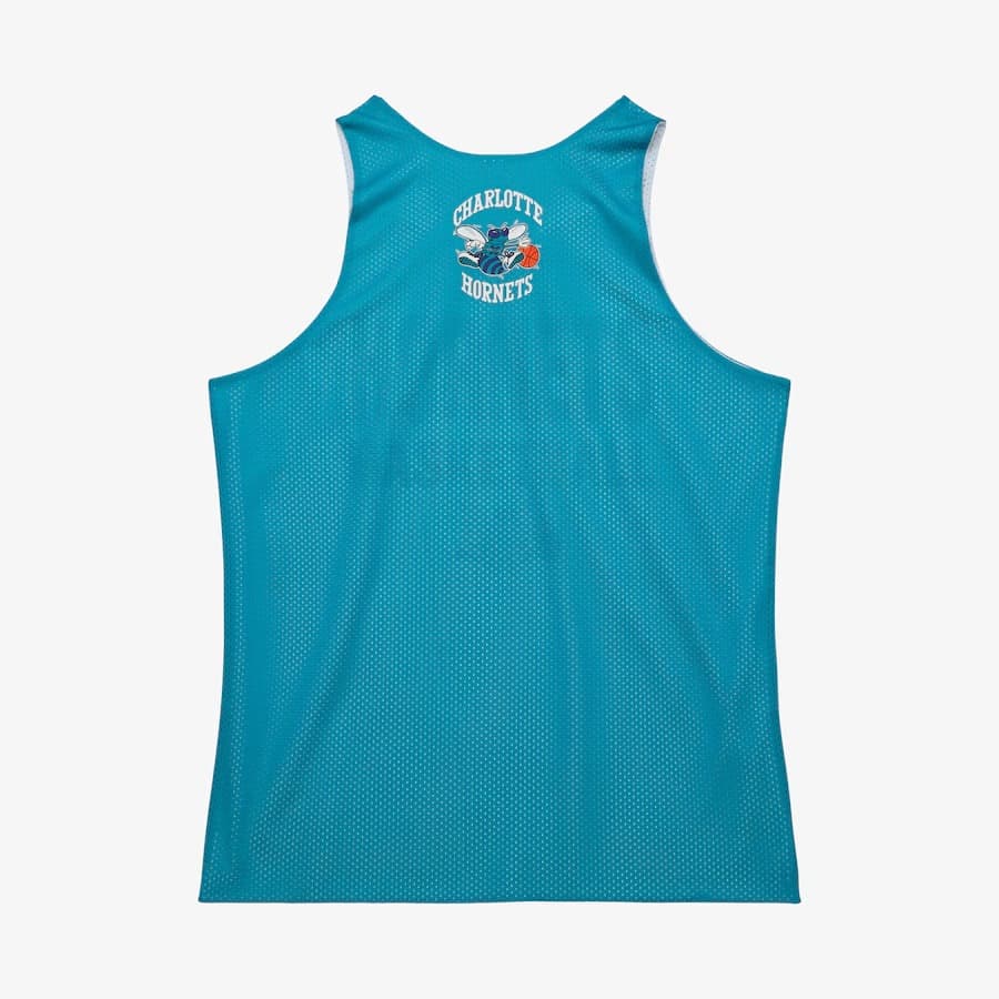 Майка Mitchell & Ness Teal Charlotte Hornets Vintage Logo Mesh Practice Tank Top