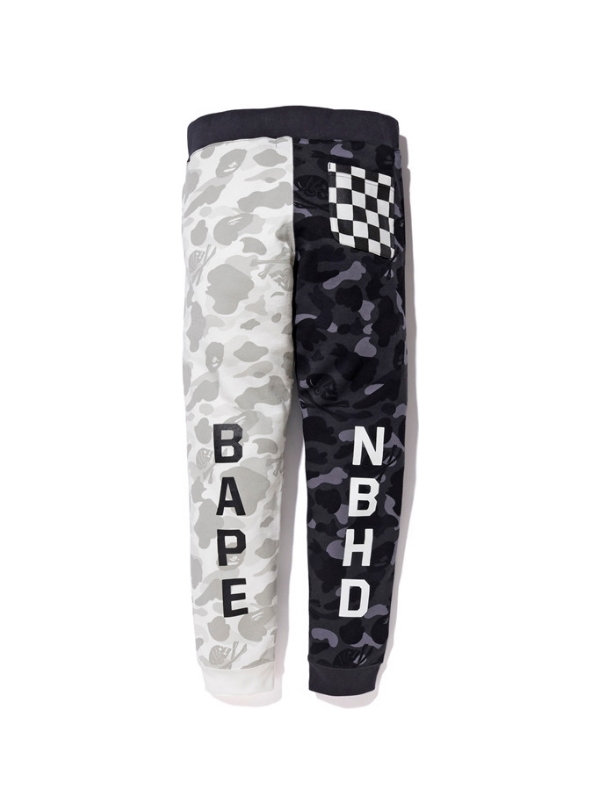 Спортивные штаны BAPE x Neighborhood Split Camo Shark Sweatpants Black/White