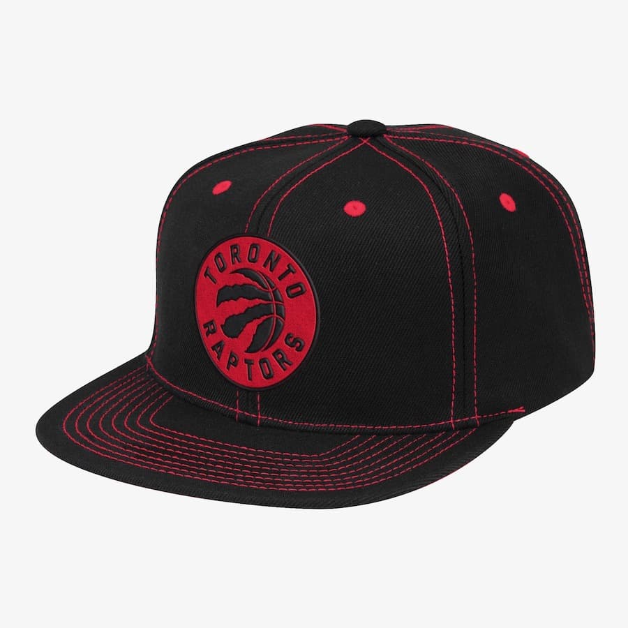 Бейсболка Mitchell & Ness Black Toronto Raptors Contrast Stitch Snapback Hat