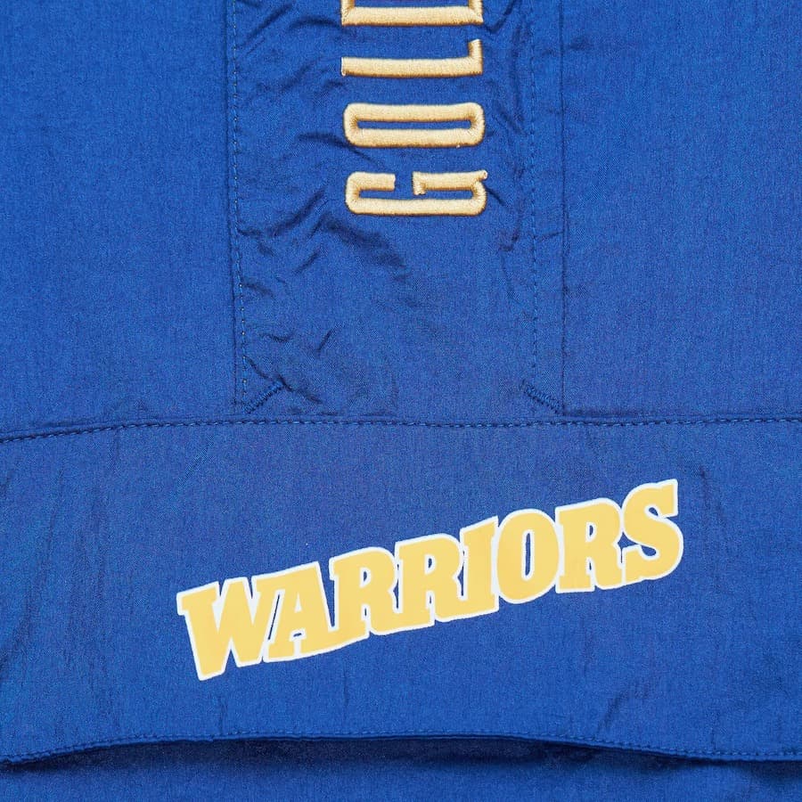 Анорак Mitchell & Ness Royal Golden State Warriors Team OG 2.0 Vintage Logo Anorak Quarter-Zip Hoodie Windbreaker Jacket
