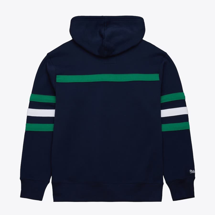Худи Mitchell & Ness Navy Dallas Mavericks Vintage Logo Head Coach Fleece Pullover Hoodie
