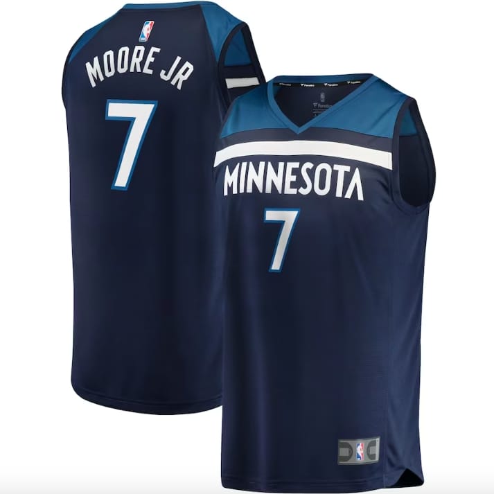 Баскетбольная джерси 2022 NBA Draft First Round Pick Minnesota Timberwolves #7 Wendell Moore Jr. Fast Break Icon Navy Jersey