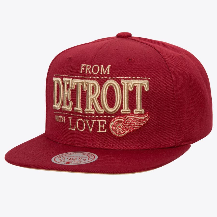 Бейсболка Mitchell & Ness Red Detroit Red Wings With Love Snapback Hat