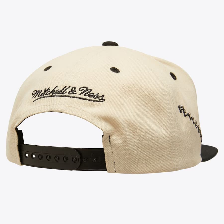 Бейсболка Mitchell & Ness Cream Black Pittsburgh Penguins Vintage Logo Snapback Hat