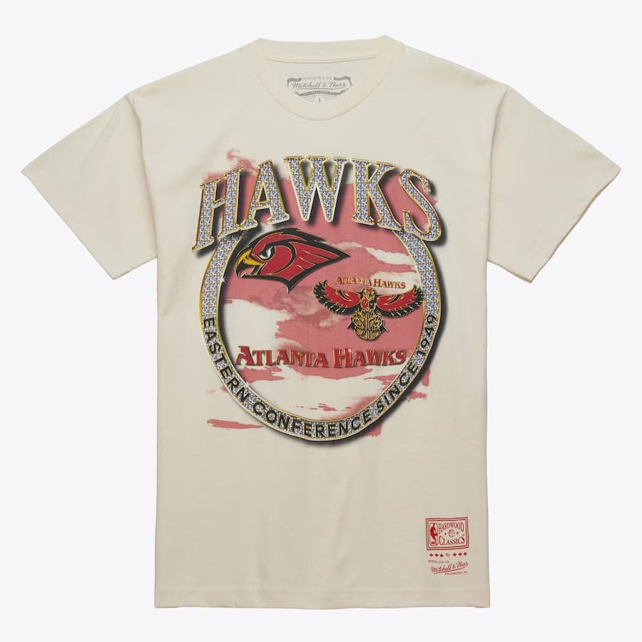 Футболка Mitchell & Ness Natural Atlanta Hawks Hardwood Classics Crown Jewels T-Shirt