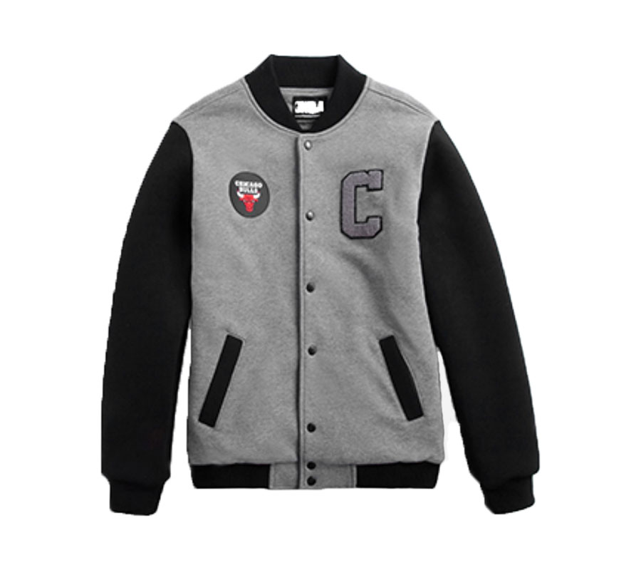 Бомбер 2020 NBA Chicago Bulls Mens Bomber Grey Black