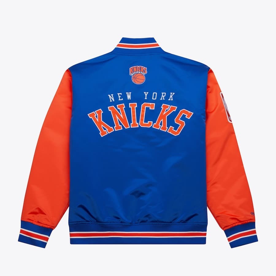 Бомбер Mitchell & Ness Blue New York Knicks Primetime Vintage Satin Full-Snap Jacket
