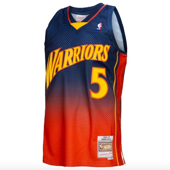 2006-07-Golden-State-Warriors-5-Baron-Davis-Mitchell-Ness-Fadeaway-NavyOrange-Jersey-3