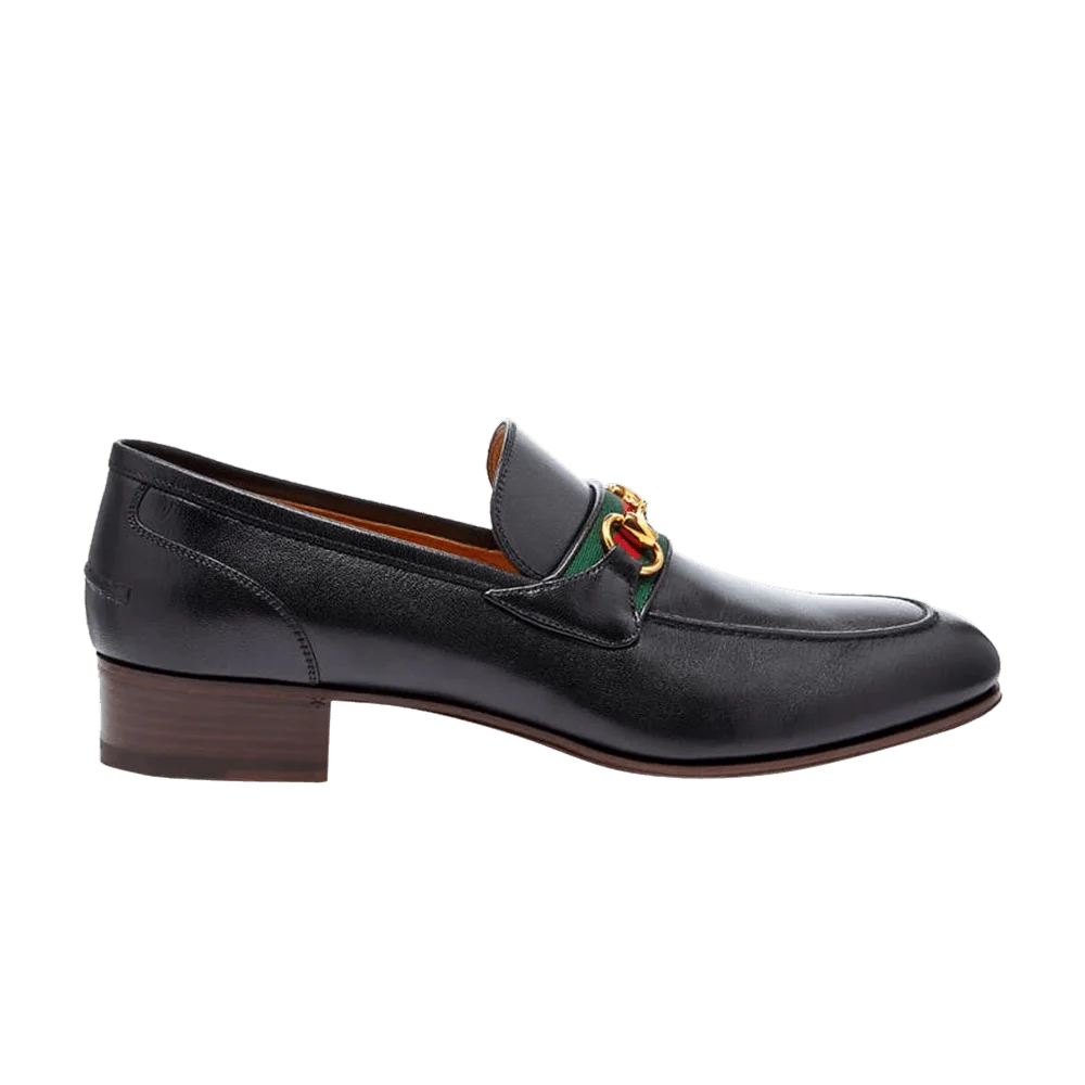 Кроссовки Gucci Horsebit Web-Stripe Loafer 'Black'