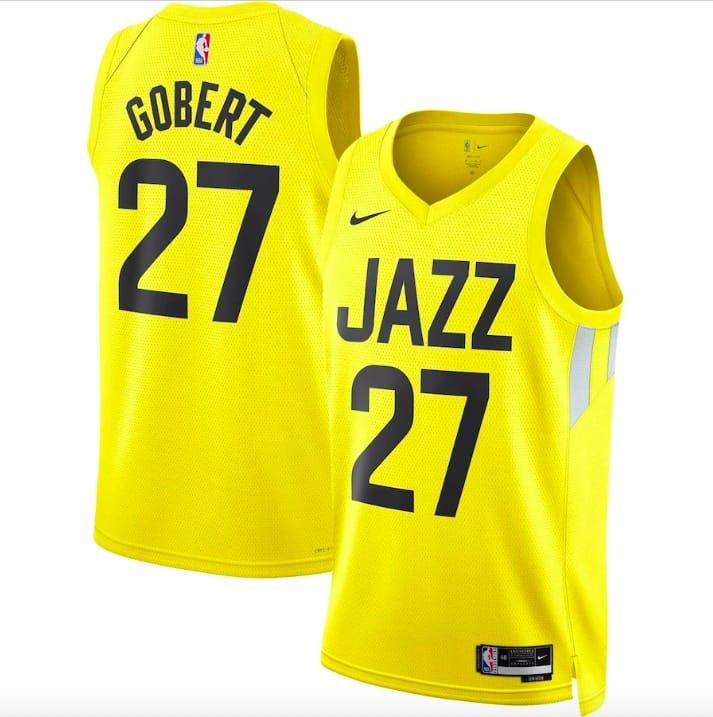 Баскетбольная джерси 2022-23 Utah Jazz #27 Rudy Gobert Swingman Icon Gold Jersey