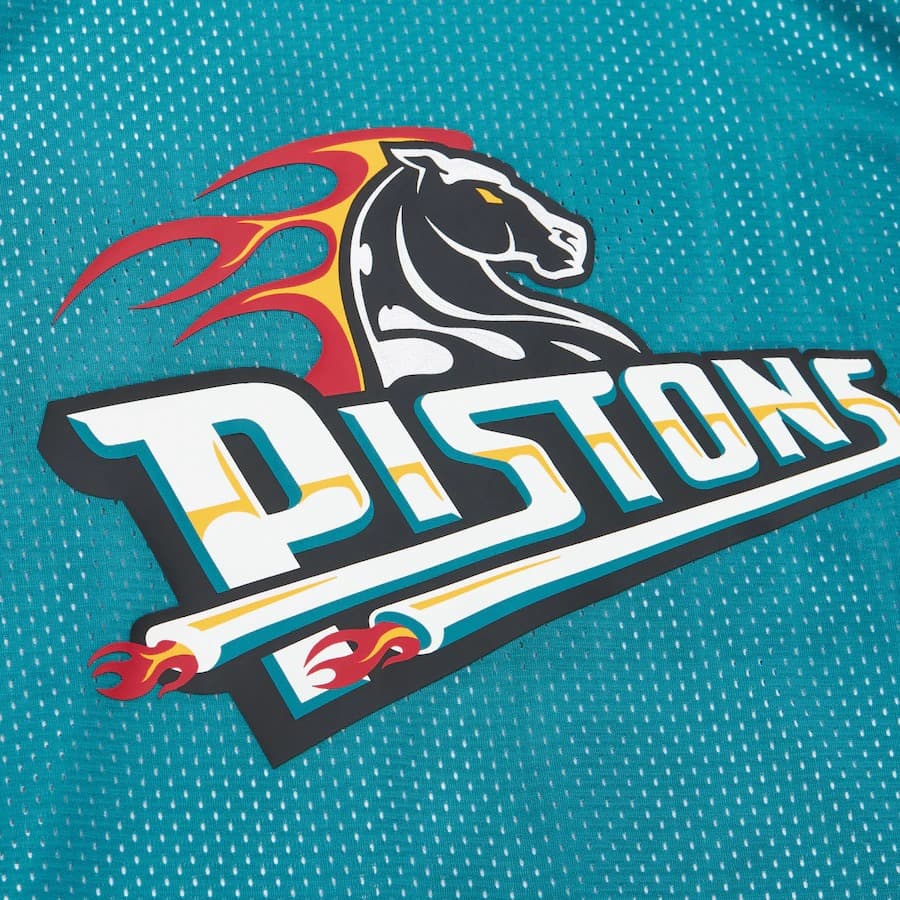 Майка Mitchell & Ness Teal Detroit Pistons Vintage Logo Mesh Practice Tank Top
