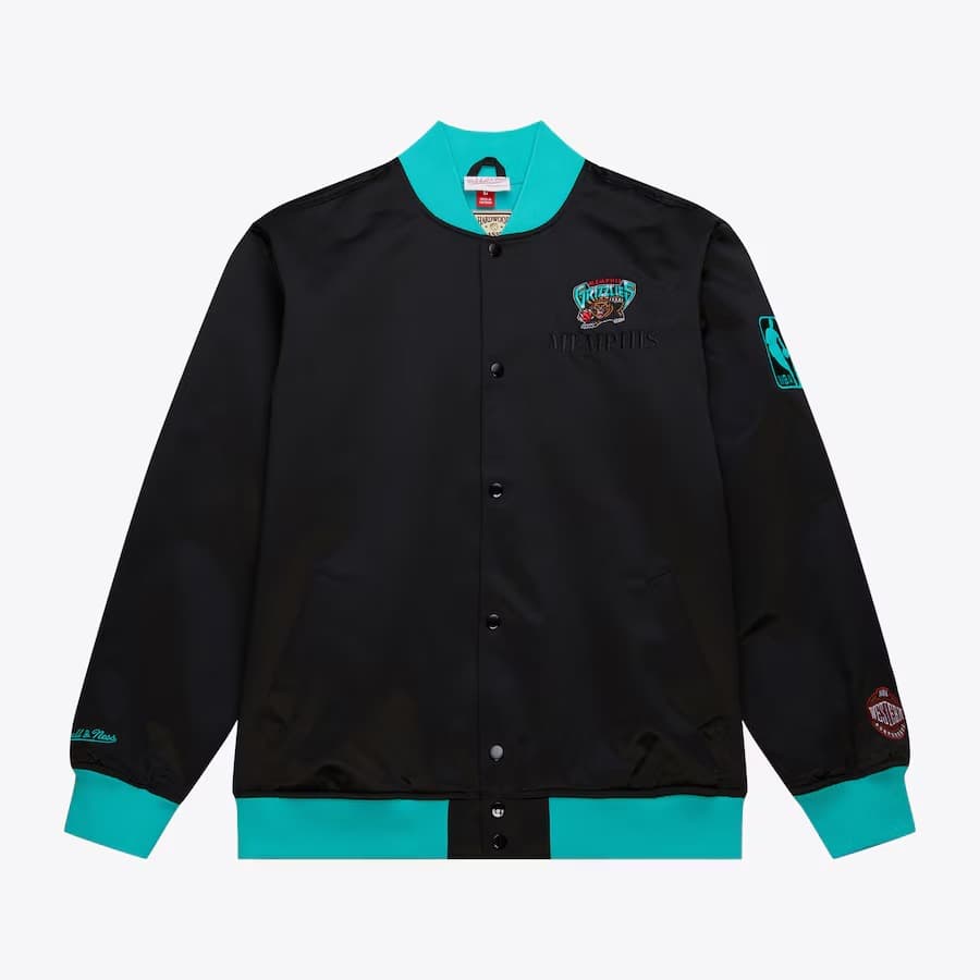 Бомбер Mitchell & Ness Black Memphis Grizzlies Team OG 3.0 Satin Full Snap Jacket