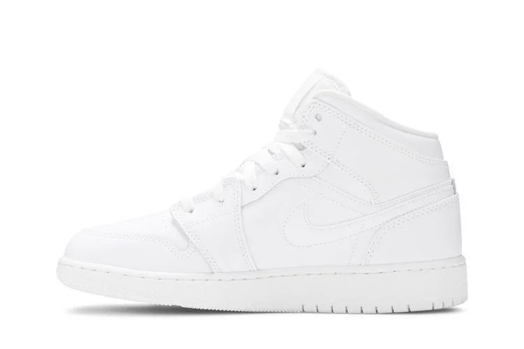 Кроссовки Air Jordan 1 Mid GS 'Triple White' 2020