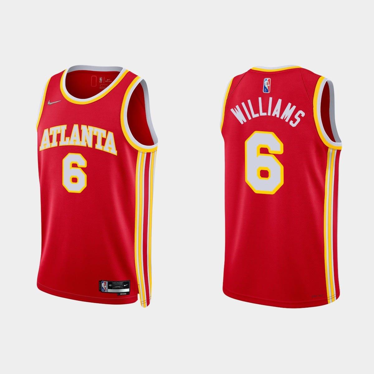 Баскетбольная джерси 2021-22 Atlanta Hawks #6 Lou Williams 75th Anniversary Icon Diamond Red Jersey