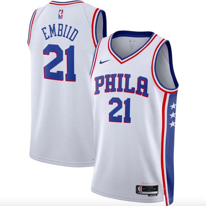 Баскетбольная джерси 2022-23 Philadelphia 76ers #21 Joel Embiid Swingman Association White Jersey