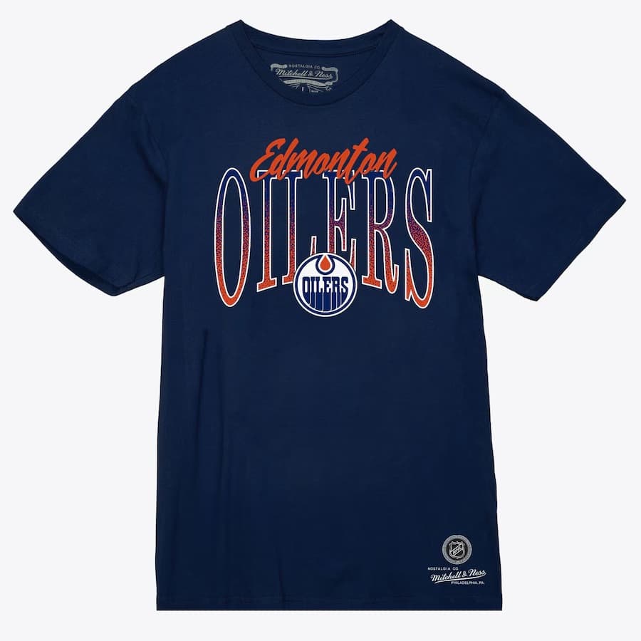 Футболка Mitchell & Ness Women's Navy Edmonton Oilers Hip Check T-Shirt