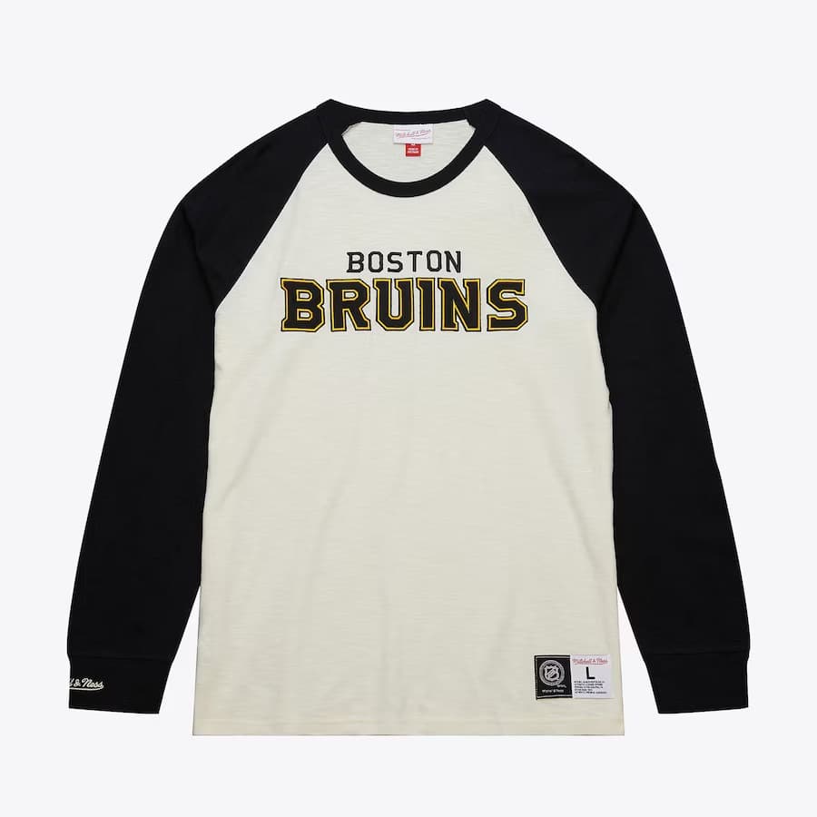Лонгслив Mitchell & Ness Cream Boston Bruins Legendary Slub Raglan Long Sleeve T-Shirt