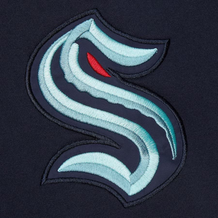 Худи Mitchell & Ness Navy Seattle Kraken Polar Fleece Quarter-Zip Pullover Hoodie