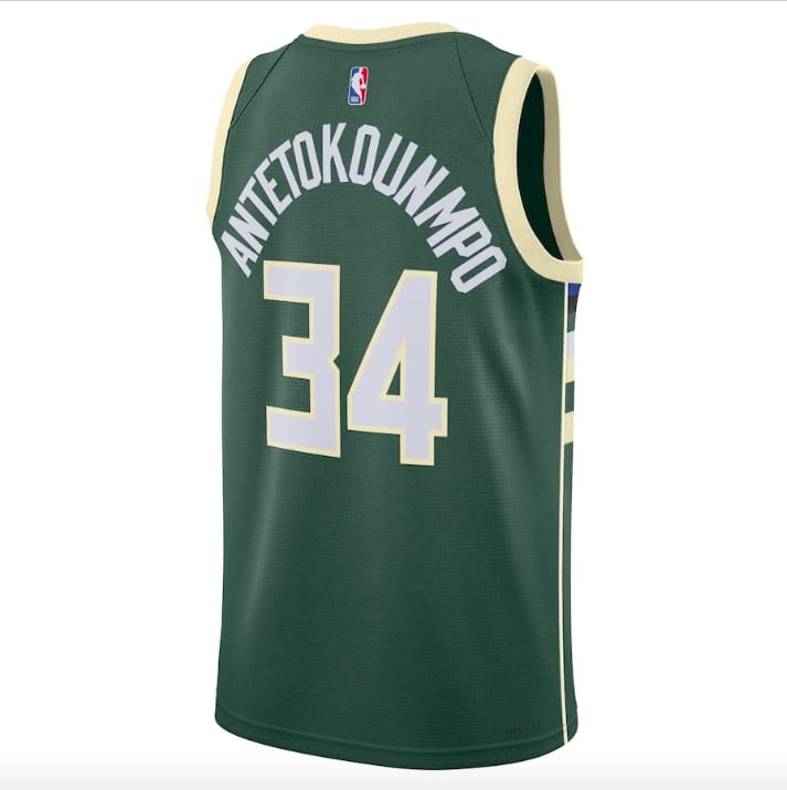 Баскетбольная джерси 2022-23 Milwaukee Bucks #34 Giannis Antetokounmpo Swingman Icon Green Jersey