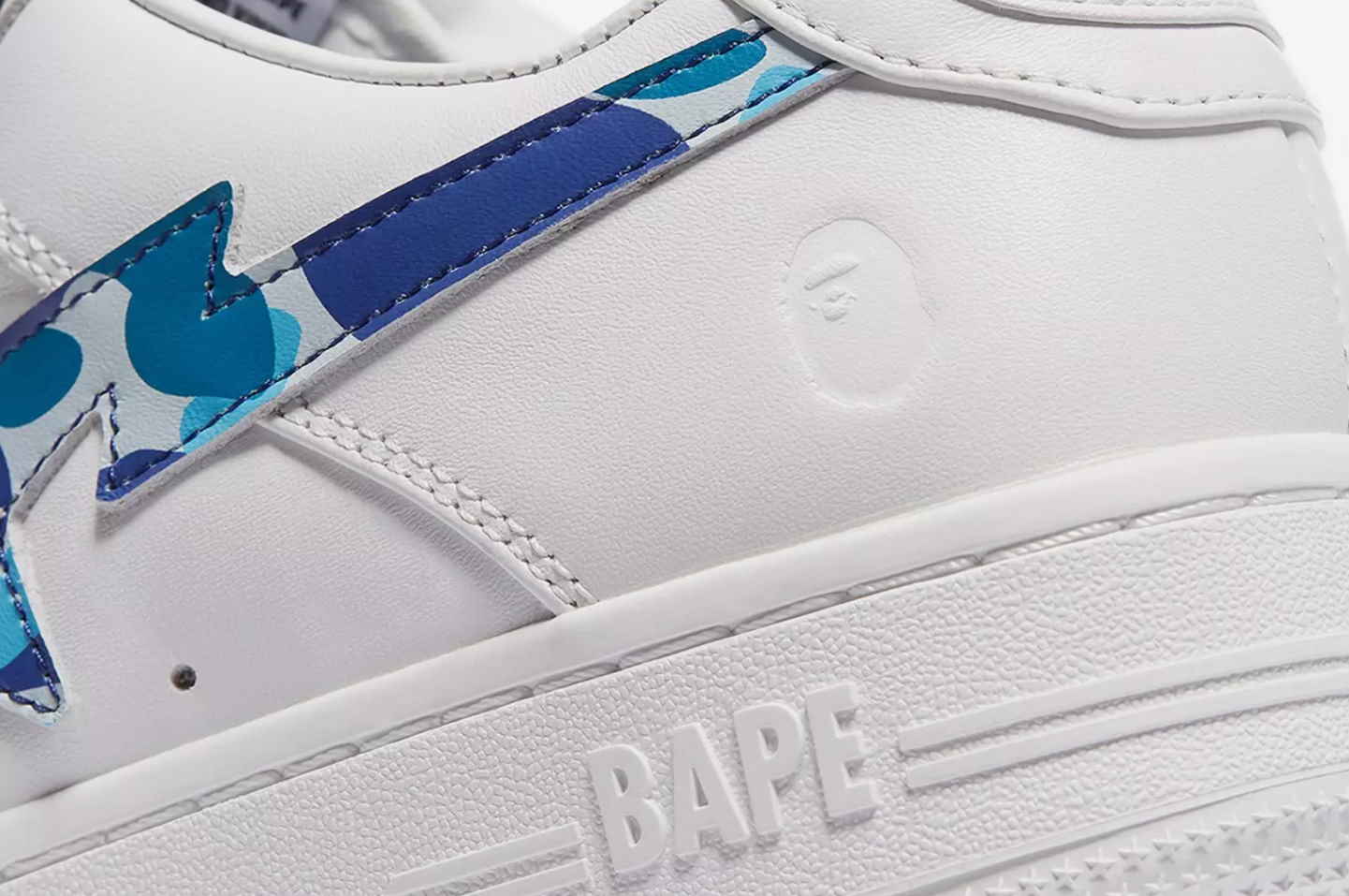 Кроссовки A Bathing Ape Bapesta Low White ABC Camo Blue