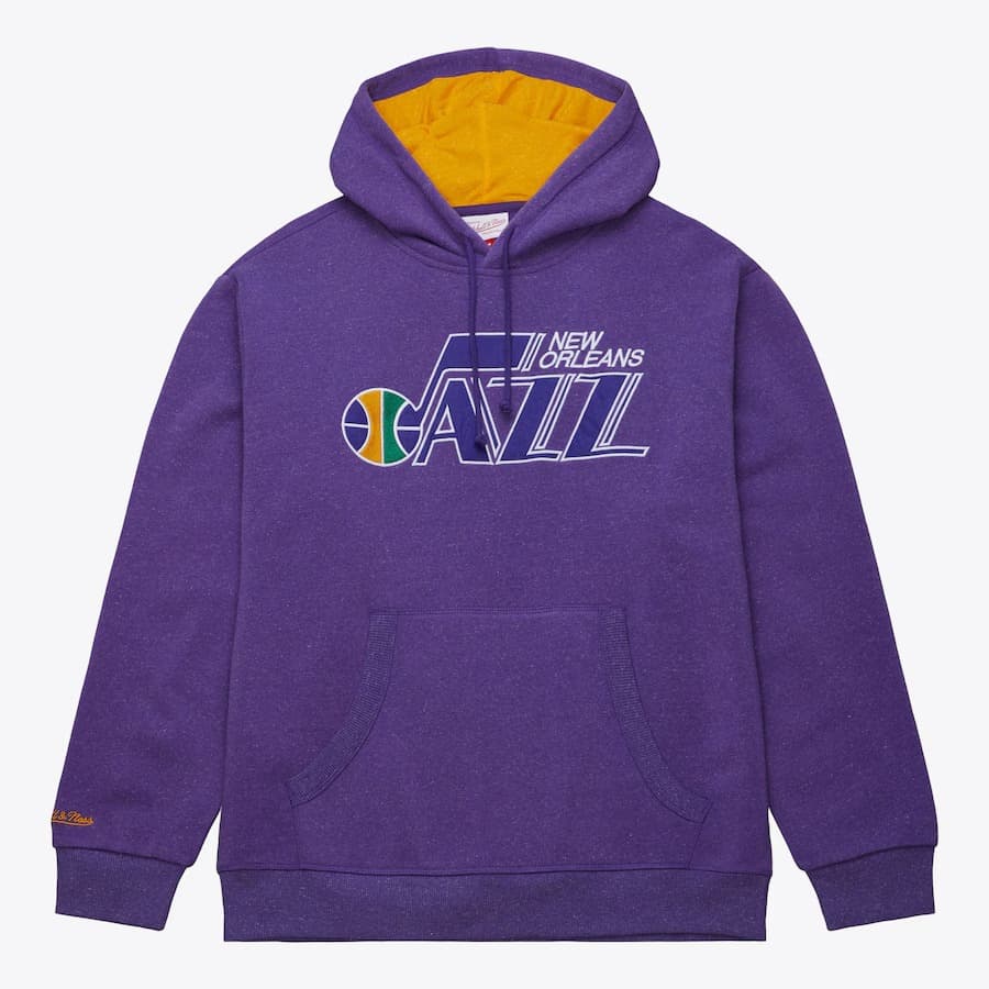 Худи Mitchell & Ness Purple New Orleans Jazz Snow Washed Fleece Pullover Hoodie