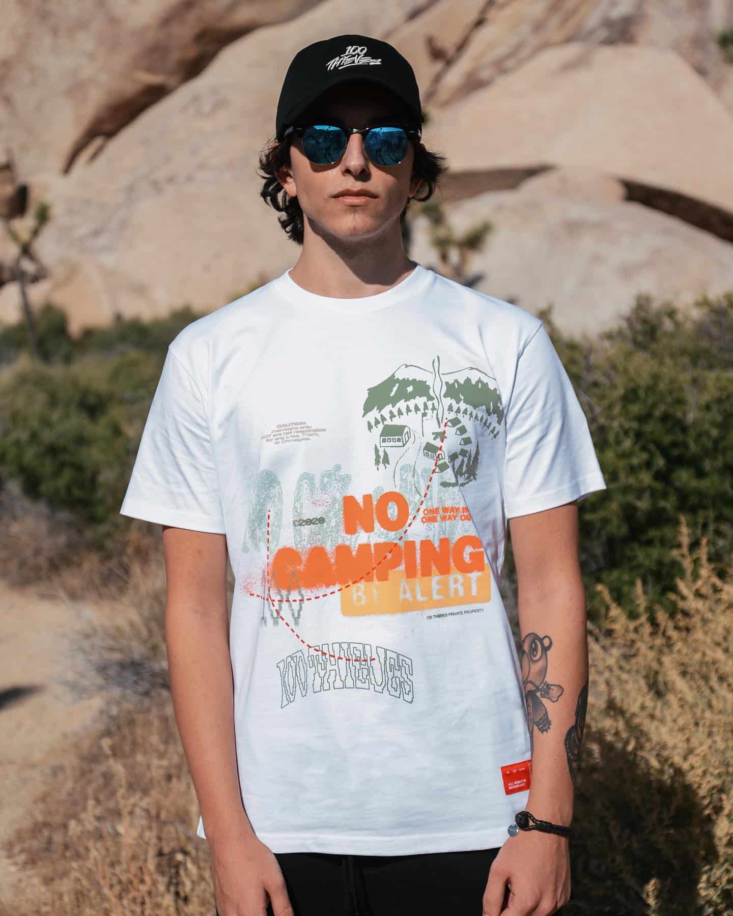 Футболка 100 Thieves No Camping T-shirt White