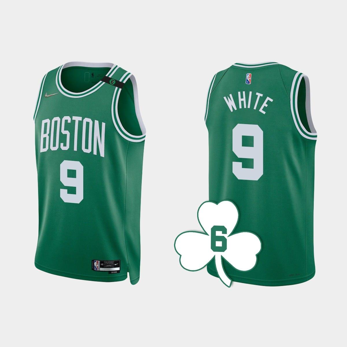 Баскетбольная джерси 2022-23 Boston Celtics #9 Derrick White Kelly Green Retired Number Jersey