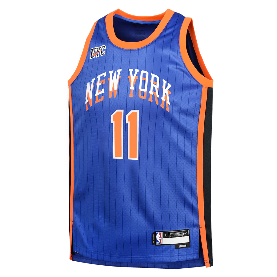 Баскетбольная джерси 2023-24 New York Knicks Jalen Brunson #11 Youth Swingman City Edition Blue Jersey