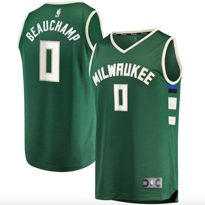 Баскетбольная джерси 2022 NBA Draft First Round Pick Milwaukee Bucks #0 MarJon Beauchamp Icon Green Jersey
