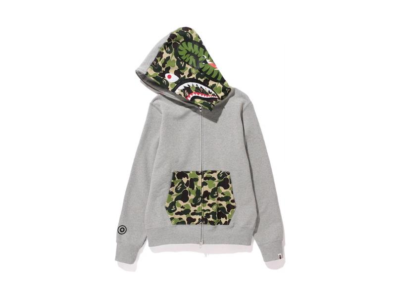 Худи BAPE ABC Camo NW20 Full Zip Shark Hoodie Grey/Green