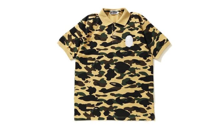 Поло BAPE 1st Camo Large Ape Head Polo SS19 Yellow