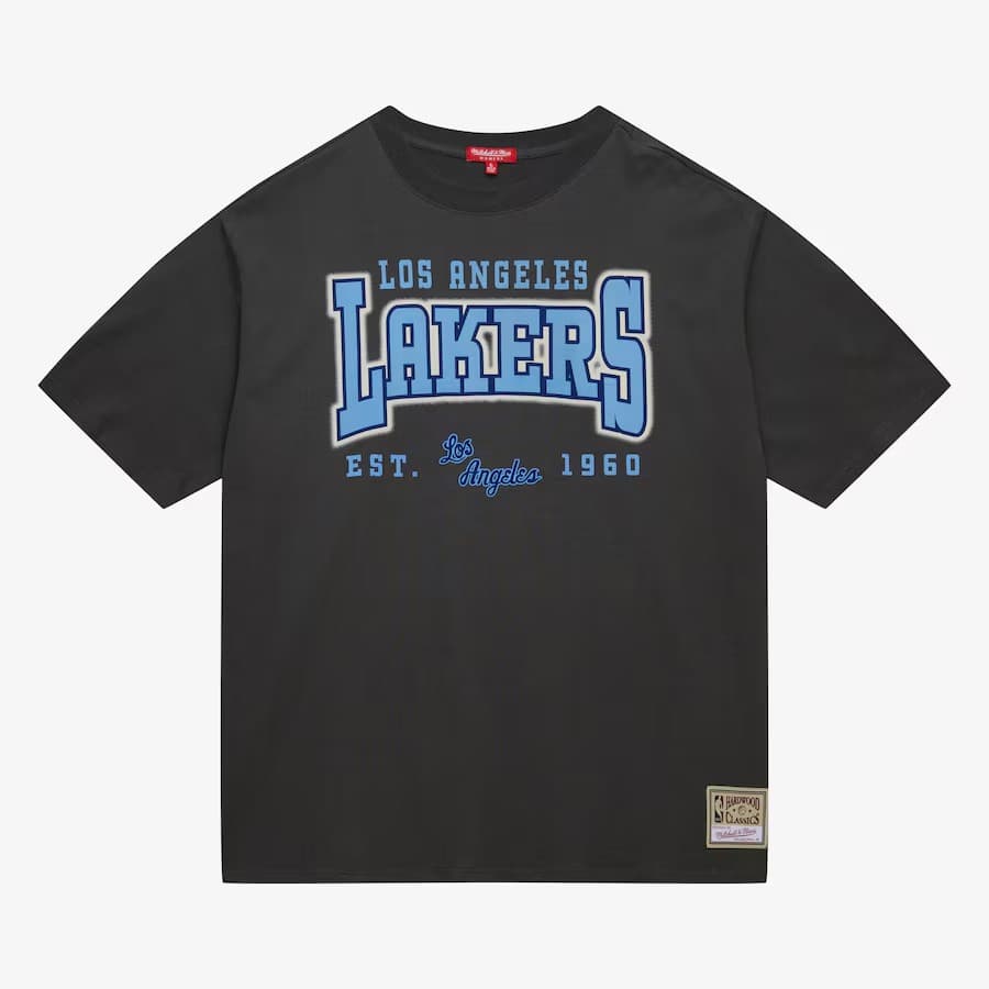Футболка Mitchell & Ness Women's Gray Los Angeles Lakers Logo Boyfriend T-Shirt