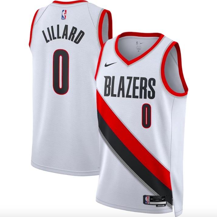 Баскетбольная джерси 2022-23 Portland Trail Blazers #0 Damian Lillard Swingman Association White Jersey