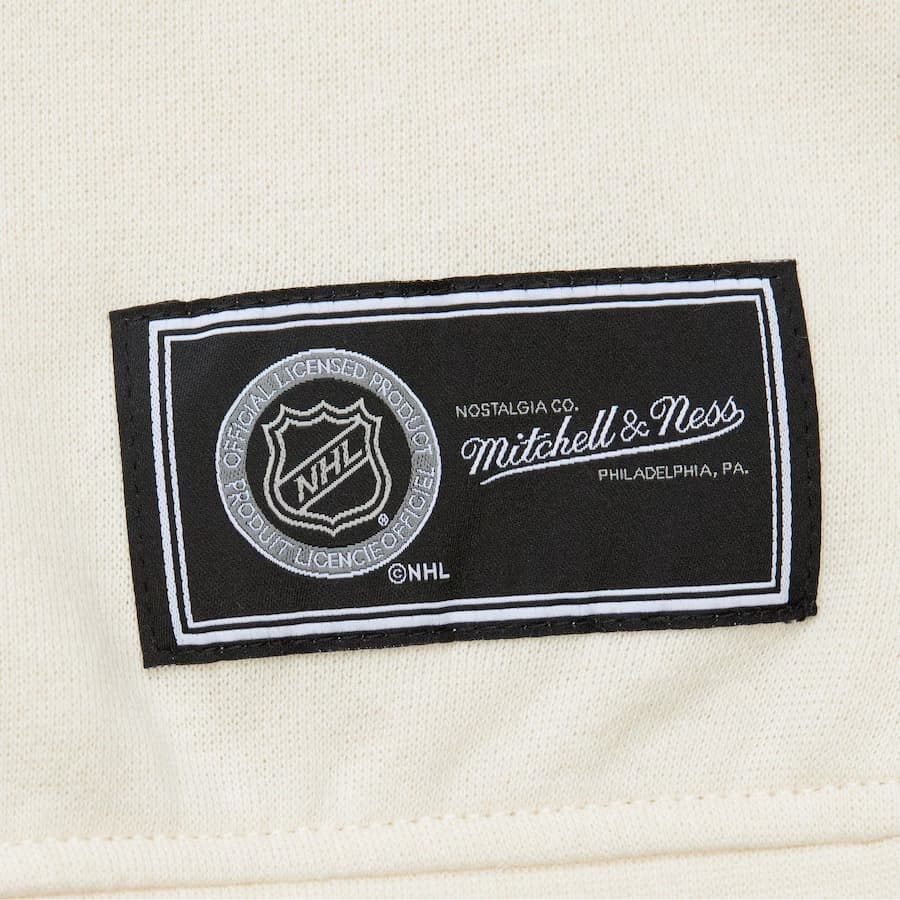 Лонгслив Mitchell & Ness Women's Cream Chicago Blackhawks Logo Lightweight 3.0 Fleece Pullover Sweatshirt