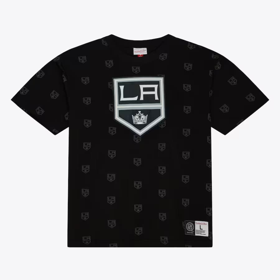 Футболка Mitchell & Ness Black Los Angeles Kings Allover Print T-Shirt