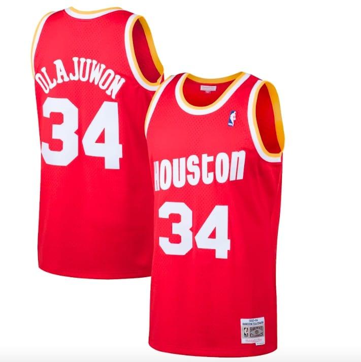 Баскетбольная джерси 1993-94 Houston Rockets #34 Hakeem Olajuwon Mitchell & Ness Red Jersey