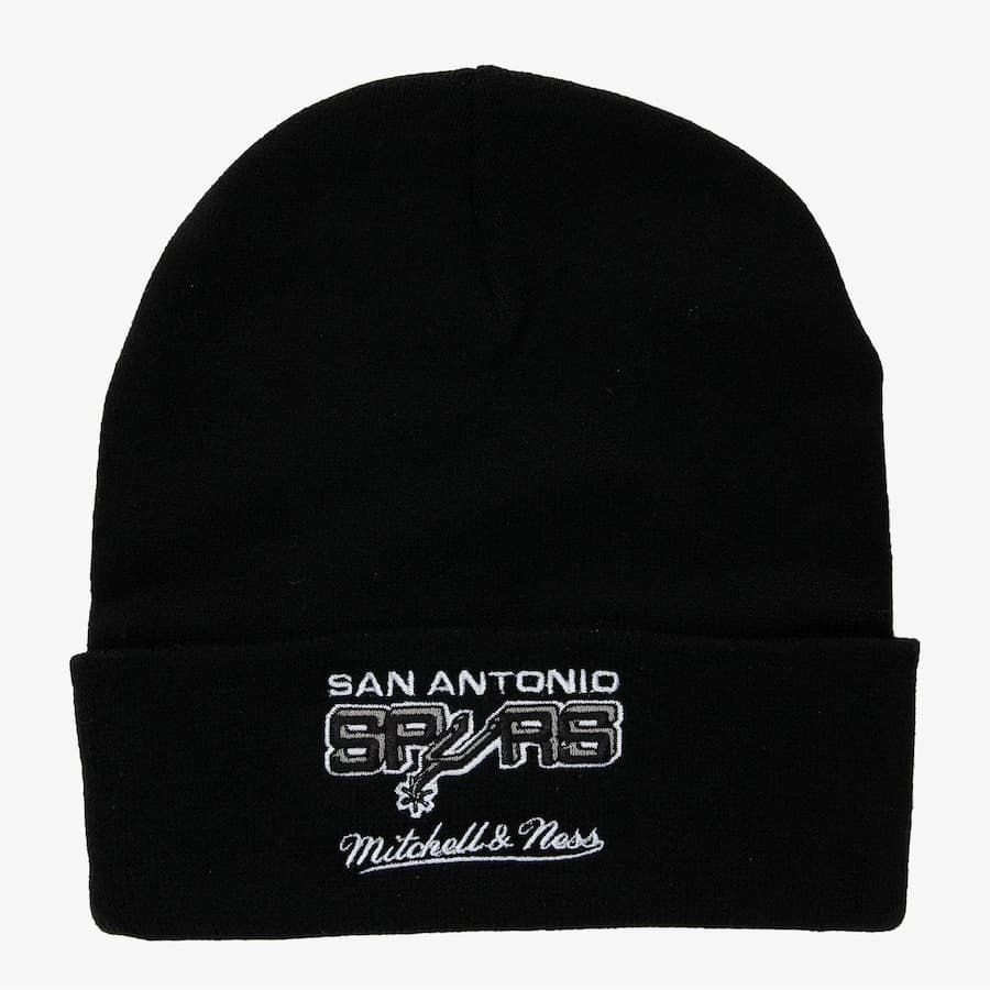Mitchell-Ness-Black-San-Antonio-Spurs-Hardwood-Classics-Team-Origins-Cuffed-Knit-Hat-1