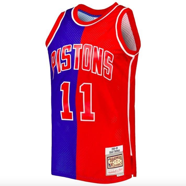Баскетбольная джерси 1988-89 Detroit Pistons #11 Isiah Thomas Mitchell & Ness Split Blue/Red Jersey