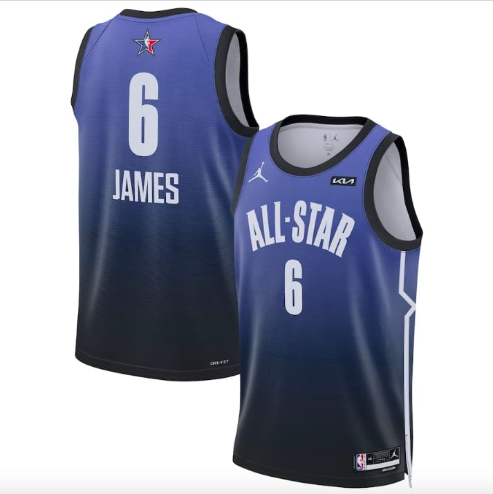 Баскетбольная джерси 2023 NBA All-Star #6 LeBron James Swingman Blue Jersey