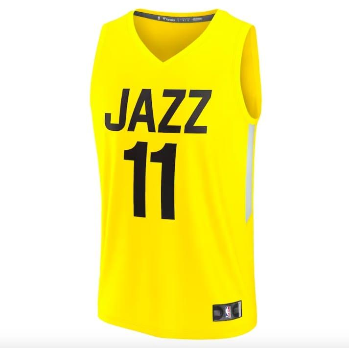 Баскетбольная джерси 2022-23 Utah Jazz #11 Mike Conley Fast Break Icon Yellow Jersey